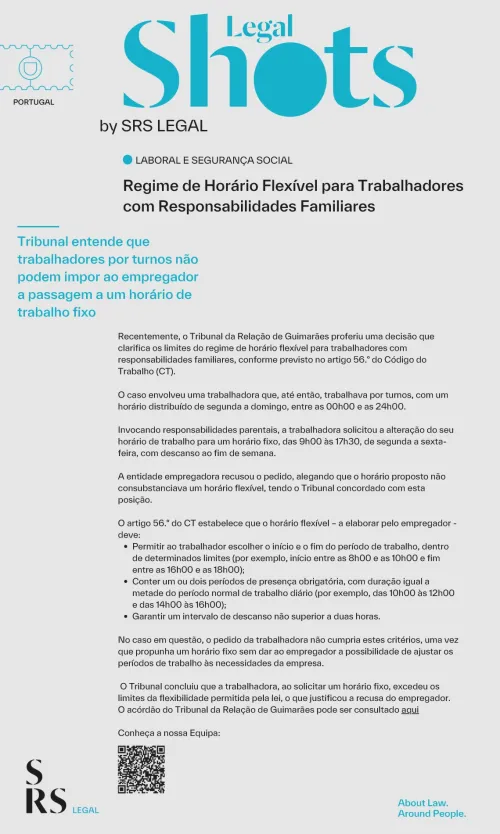 SRS Legal Shots - Regime de Horário Flexível para Trabalhadores com Responsabilidades Familiares