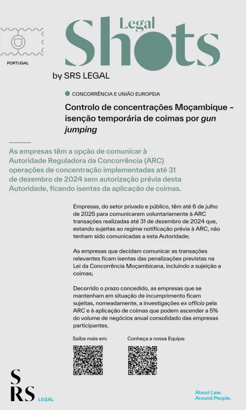 SRS Legal Shots: Controlo de concentrações Moçambique – isenção temporária de coimas por gun jumping